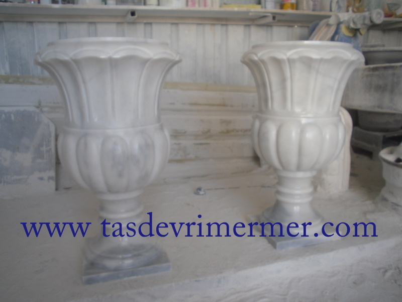 Saksı Mermer Afyon Beyaz